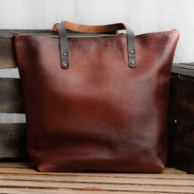 Leather Tote With Zipper
